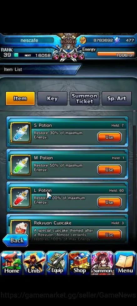 Grand Summoners Accounts Global|Rank 39|477 CC|3 Ascend| Reimu Hakurei,Aris image 2