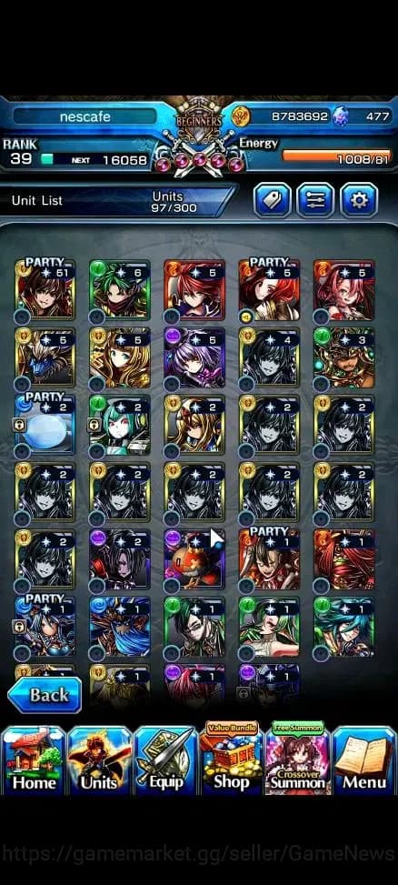 Grand Summoners Accounts Global|Rank 39|477 CC|3 Ascend| Reimu Hakurei,Aris image 5