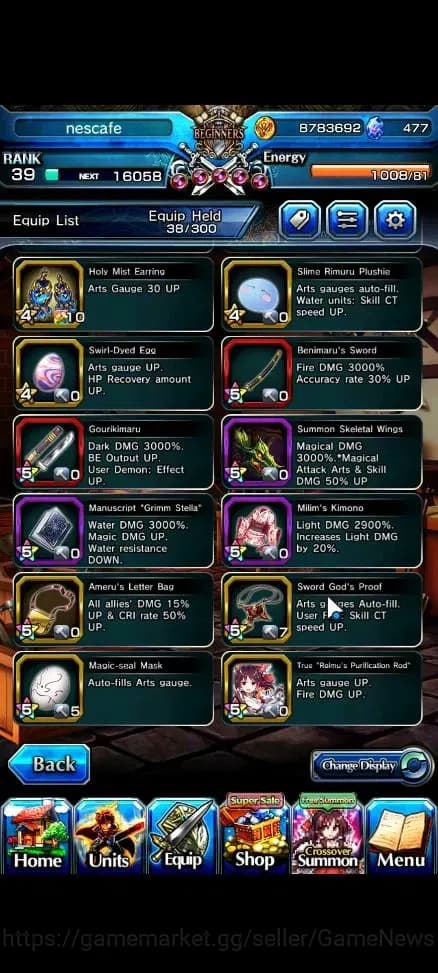 Grand Summoners Accounts Global|Rank 39|477 CC|3 Ascend| Reimu Hakurei,Aris image 9