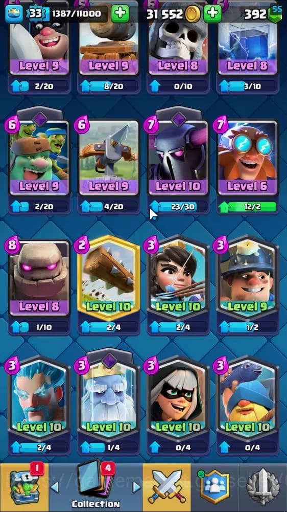 Clash Royale Accounts Lv 33|Trophy 7502|KTL 11|Limited Skin|Card 117| 1 image 11