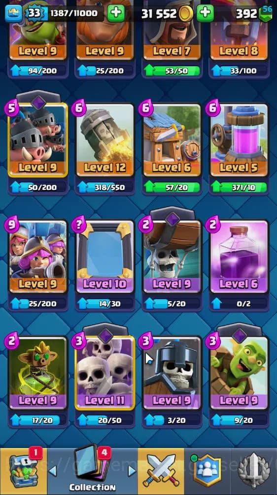 Clash Royale Accounts Lv 33|Trophy 7502|KTL 11|Limited Skin|Card 117| 1 image 9
