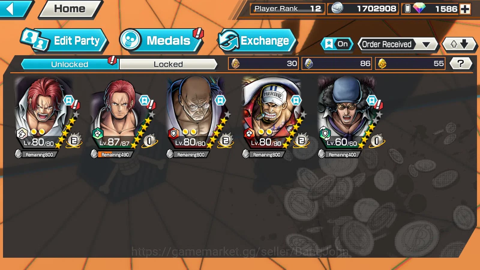 One Piece Bounty Rush Accounts GLOBAL|5 EX | The5elder Nusjuro,DD Shanks ,FR Shan image 10