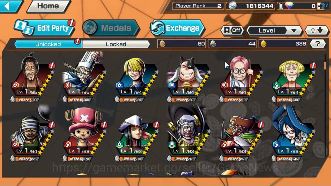 One Piece Bounty Rush Accounts Global| 4 EX| T5E St.Ethanbaron V.Nusjuro,FILM RED image 5