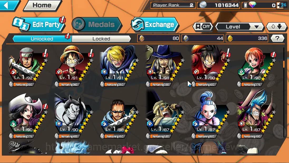 One Piece Bounty Rush Accounts Global| 4 EX| T5E St.Ethanbaron V.Nusjuro,FILM RED image 6