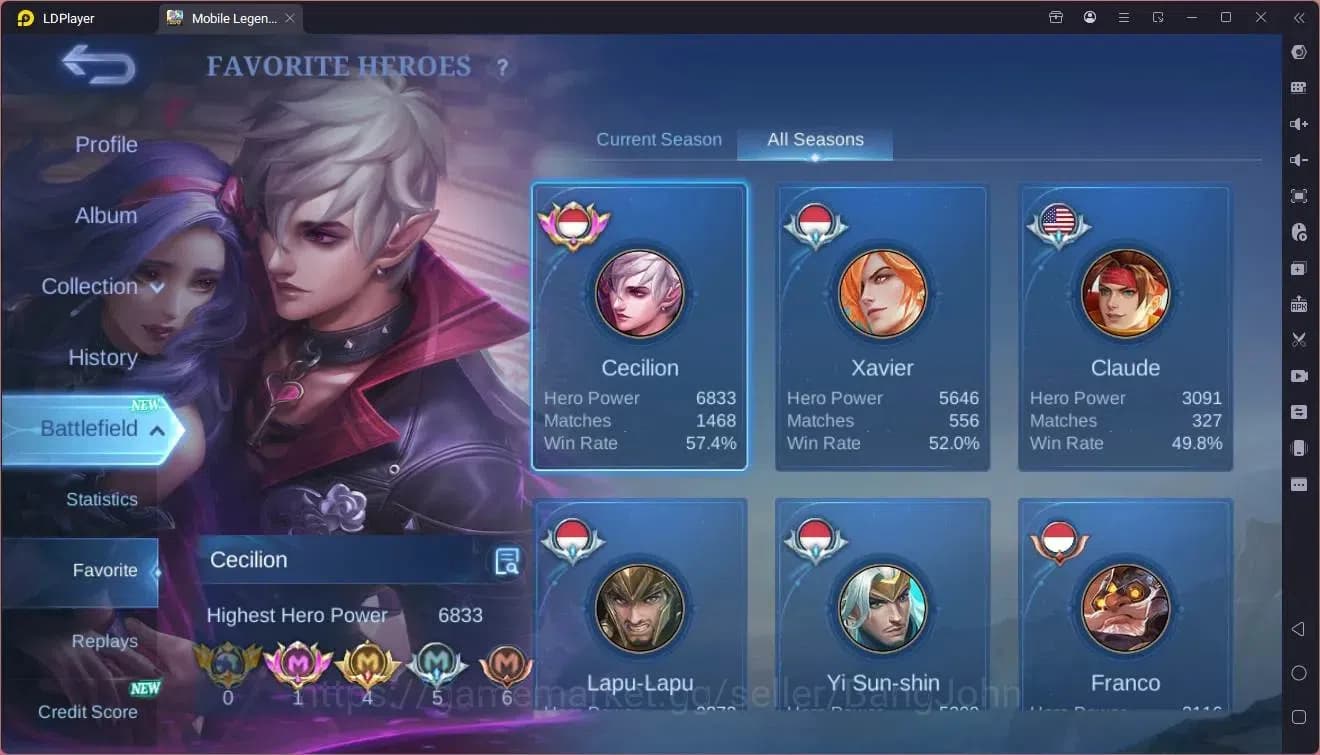 Mobile Legends: Bang Bang Accounts Global|Hero 117|Skin 284|Exalted|Legend Lesley|Duc image 17