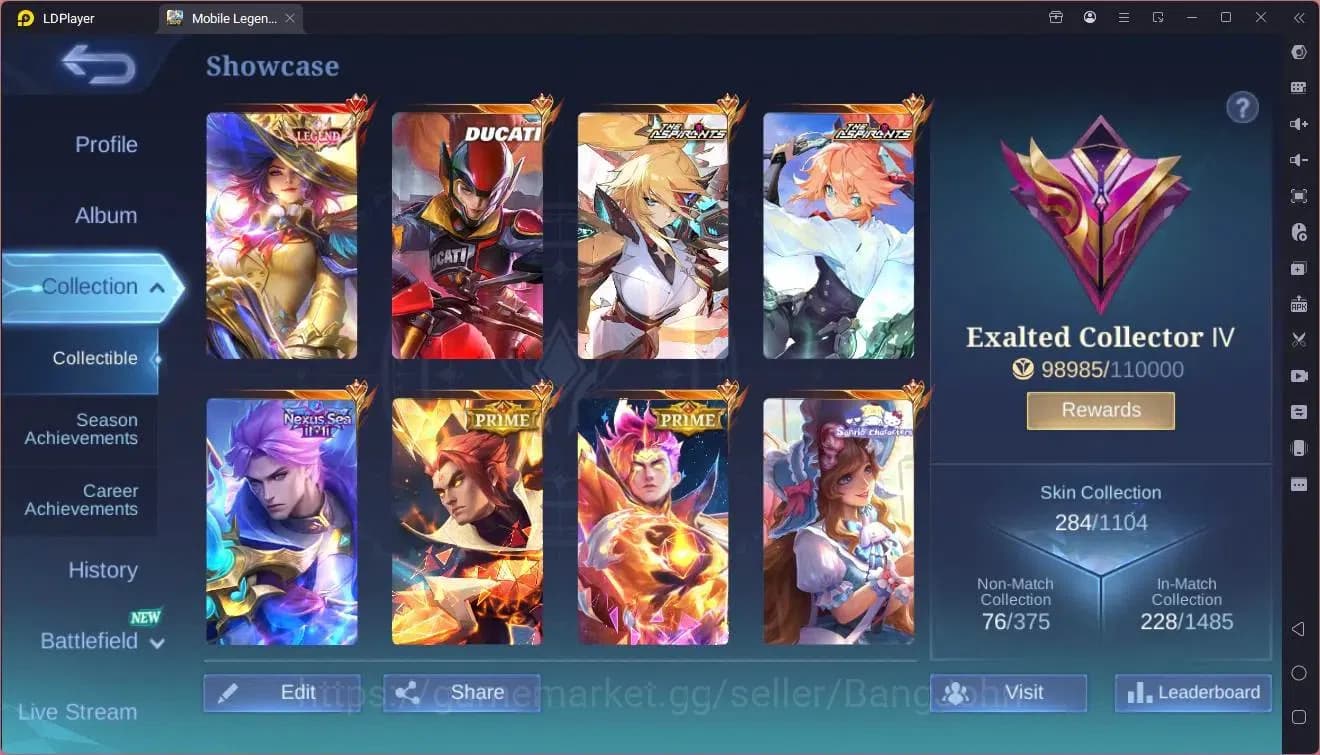 Mobile Legends: Bang Bang Accounts Global|Hero 117|Skin 284|Exalted|Legend Lesley|Duc image 19