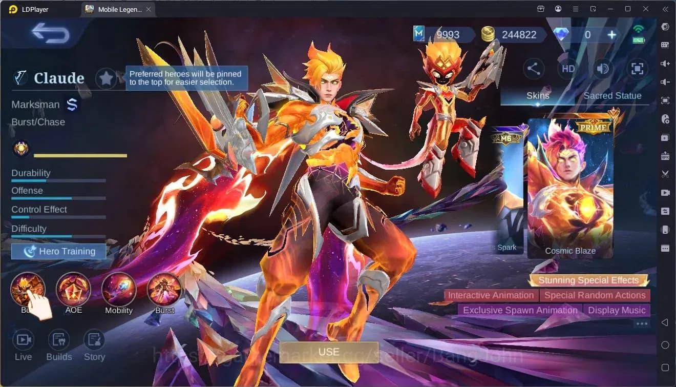 Mobile Legends: Bang Bang Accounts Global|Hero 117|Skin 284|Exalted|Legend Lesley|Duc image 2