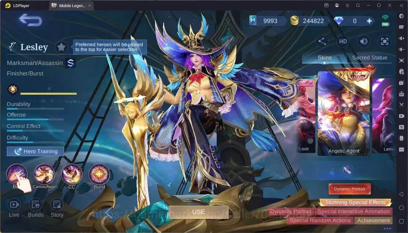 Mobile Legends: Bang Bang Accounts Global|Hero 117|Skin 284|Exalted|Legend Lesley|Duc image 8