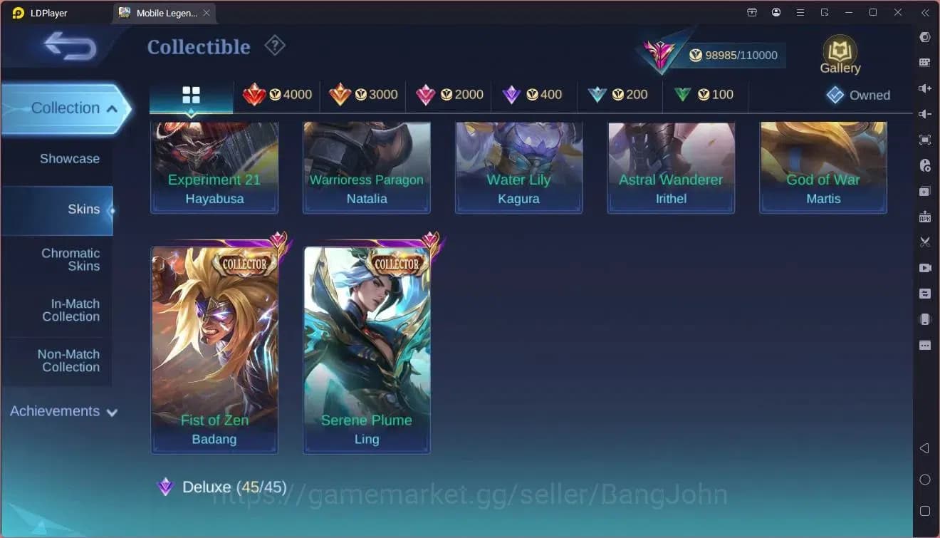 Mobile Legends: Bang Bang Accounts Global|Hero 117|Skin 284|Exalted|Legend Lesley|Duc image 9