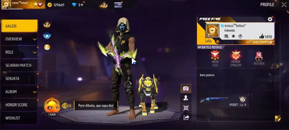 Free Fire Accounts Indonesia| M1887 Mamba GNAW |M1014 Green Flame Dra image 10