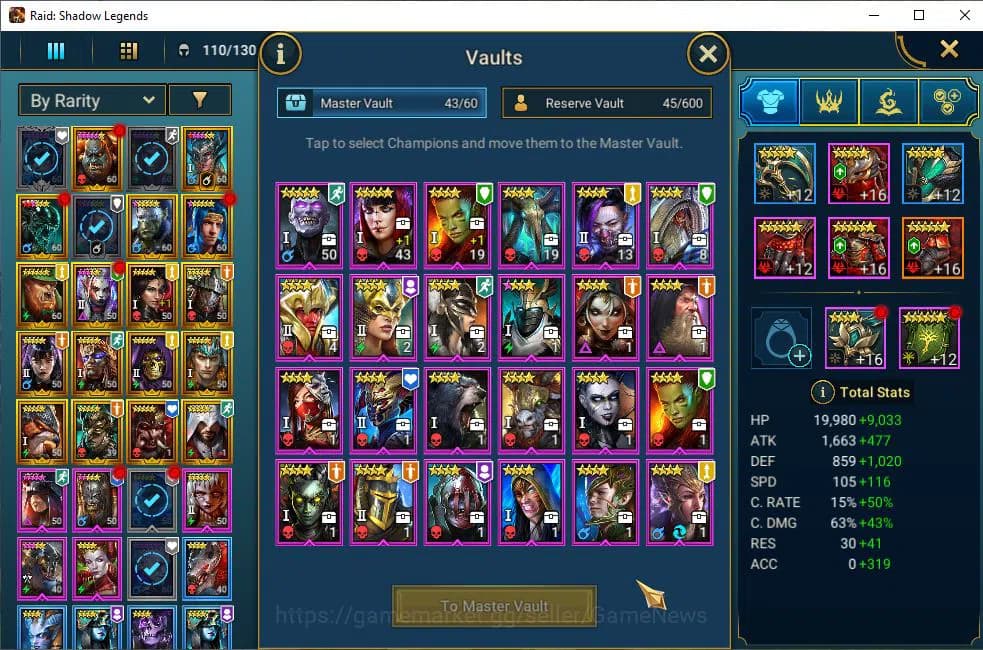 Raid: Shadow Legends Accounts Lv50 582K Power|1 Mythical (Nais)|19 Legendary (Cr image 4