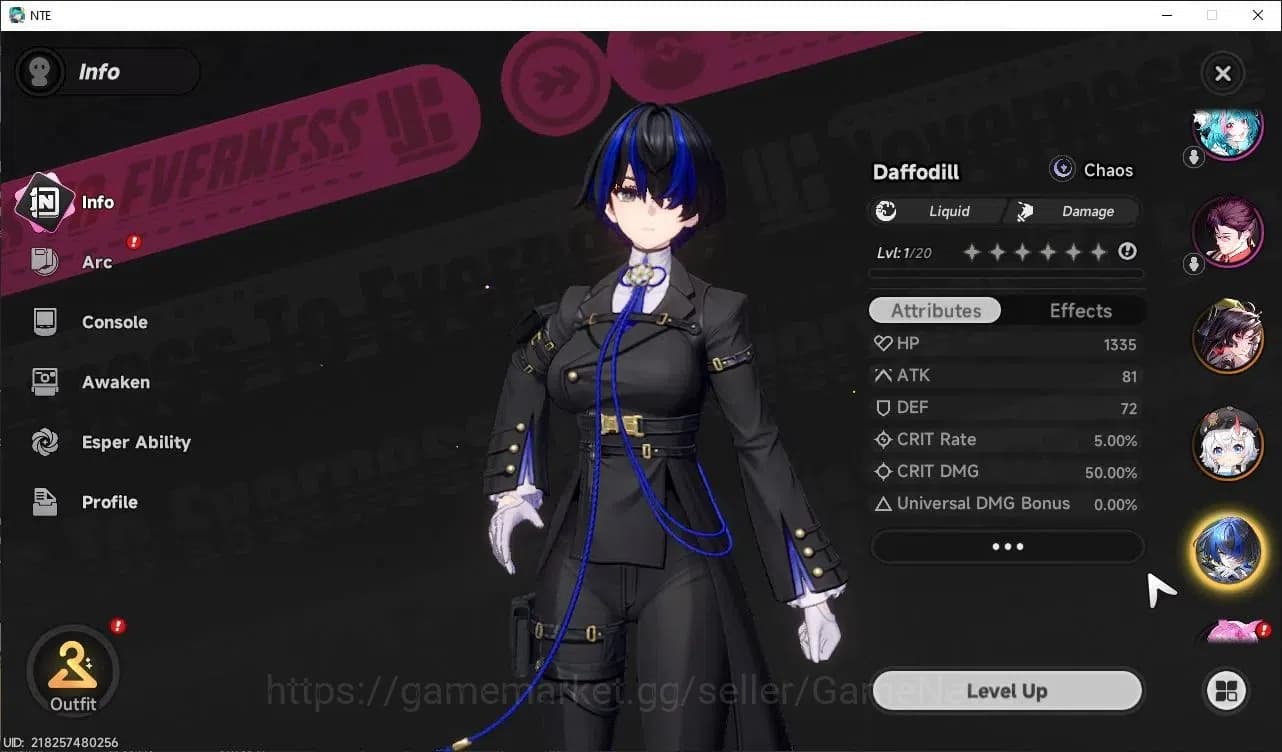 Neverness to Everness Accounts Global NA |HL 3| 3 SSR Hotori, Daffodil, Sakiri + image 3