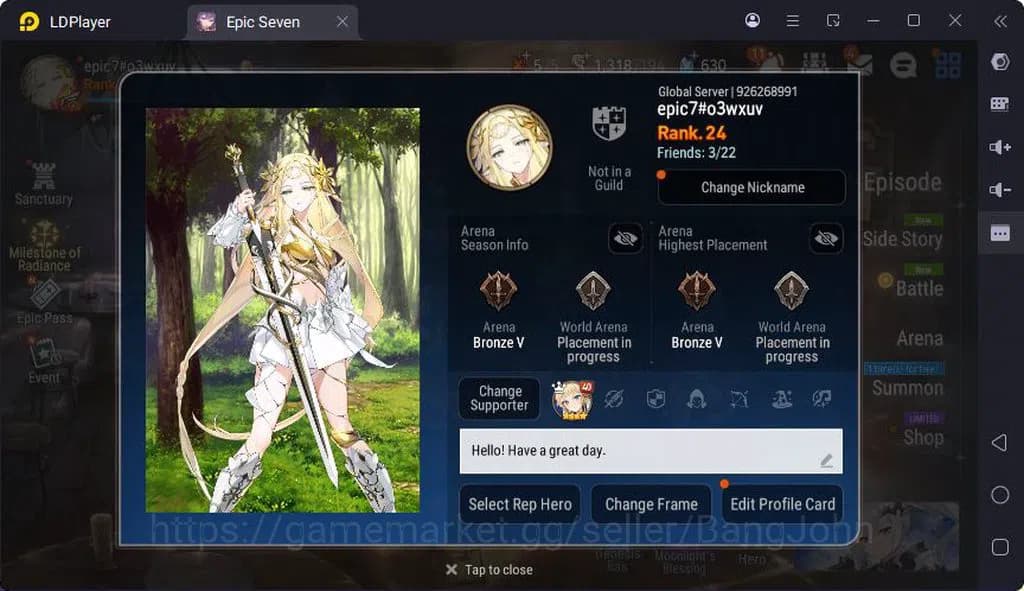 Epic Seven Accounts Global | Monarch Iseria | Fenne | Saria | Tieria | image 1