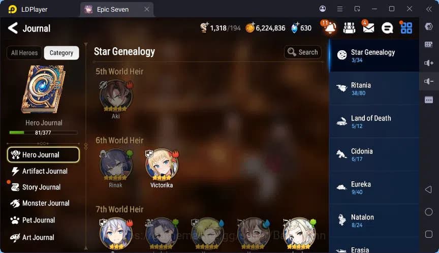 Epic Seven Accounts Global | Monarch Iseria | Fenne | Saria | Tieria | image 18