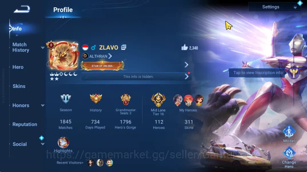 Honor of Kings Accounts Hero112 Skin311|Seiya(Mozi,Darma,HouYi),Ultraman,F image 2