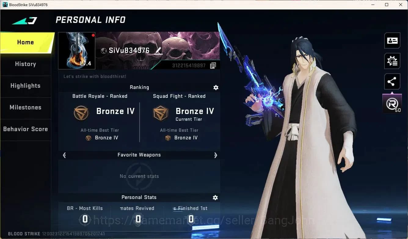 Blood Strike Accounts ASIA | 1 BLEACH Melee | 4 BLEACH Chests | Ultra QB image 1