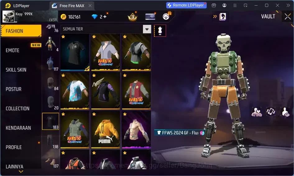 Free Fire Accounts Indonesia | Vault 183| SG Trompet| SG Streling| Ka image 17