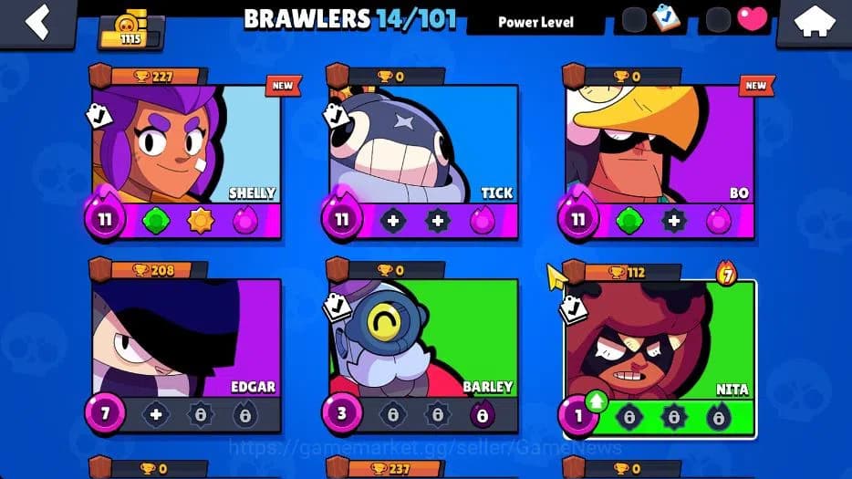 Brawl Stars Accounts 1115 Trophy|5K Bling 50 Gem|14 Brawlers 3 Max Lvl image 5