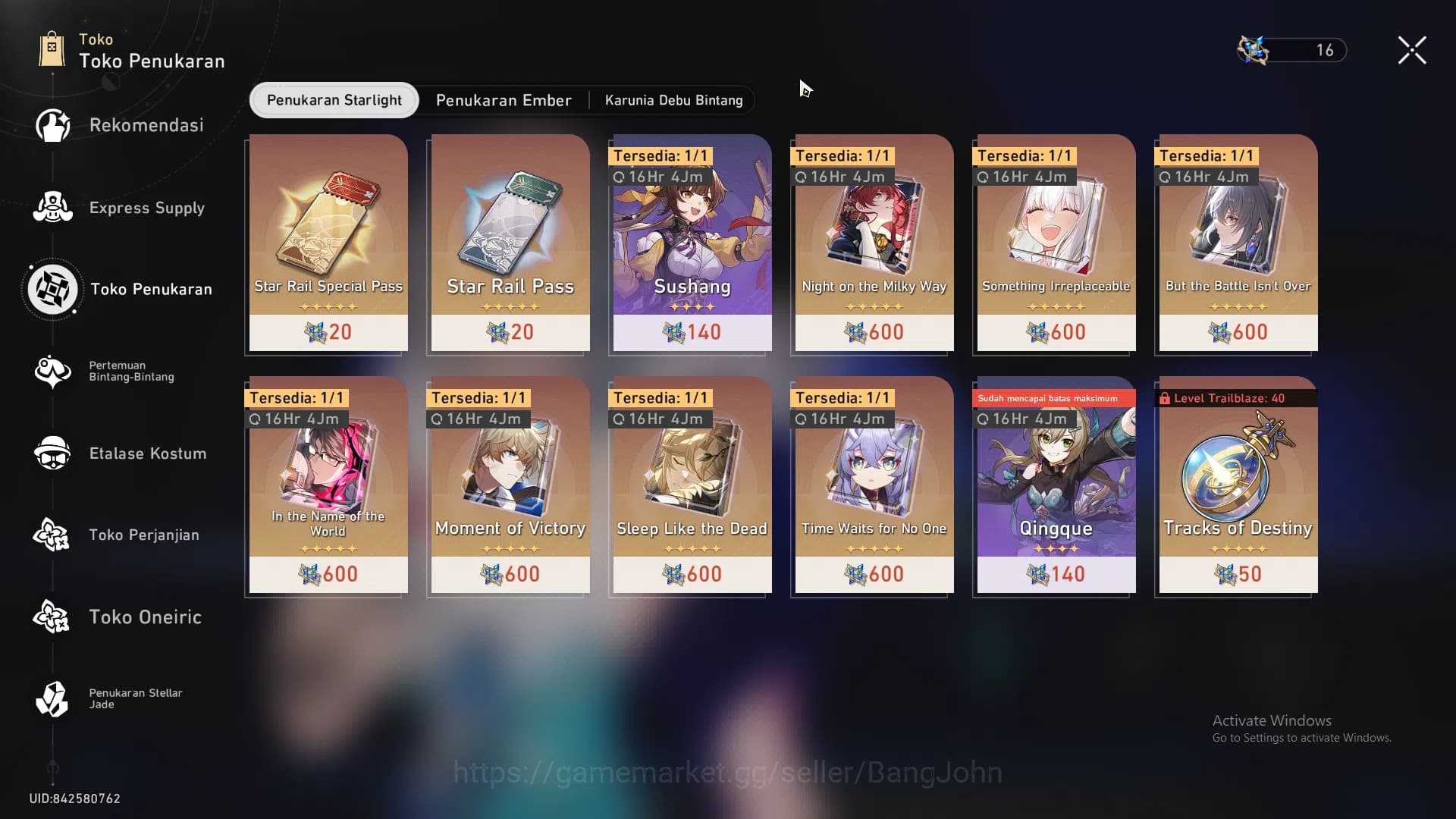 Honkai Star Rail Accounts ASIA|TL 37|4 limit|Yao Guang,Kafka,DanHeng PT,Ruan image 4
