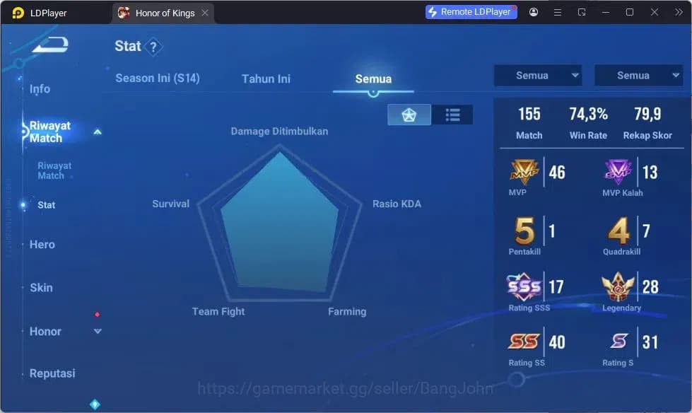 Honor of Kings Accounts GLOBAL|104HR|72SK|Legend Yao+LadySun+LiXin|Sanxing image 8