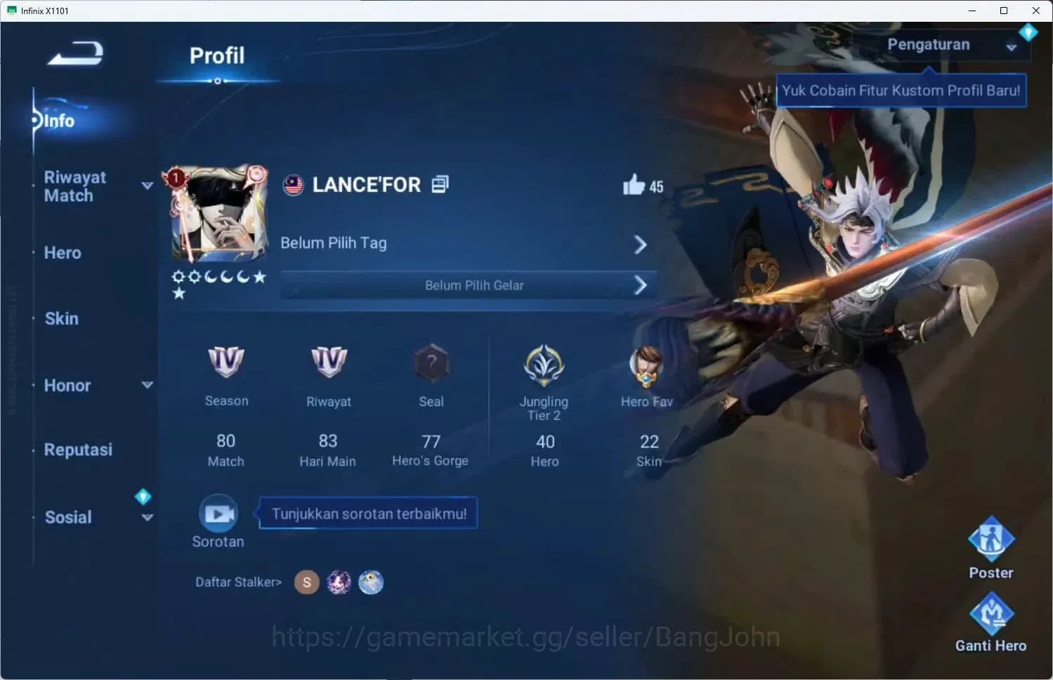 Honor of Kings Accounts Global | 40H 22S | 2 LGD (Zilong+Yao), EVENT Aldou image 1