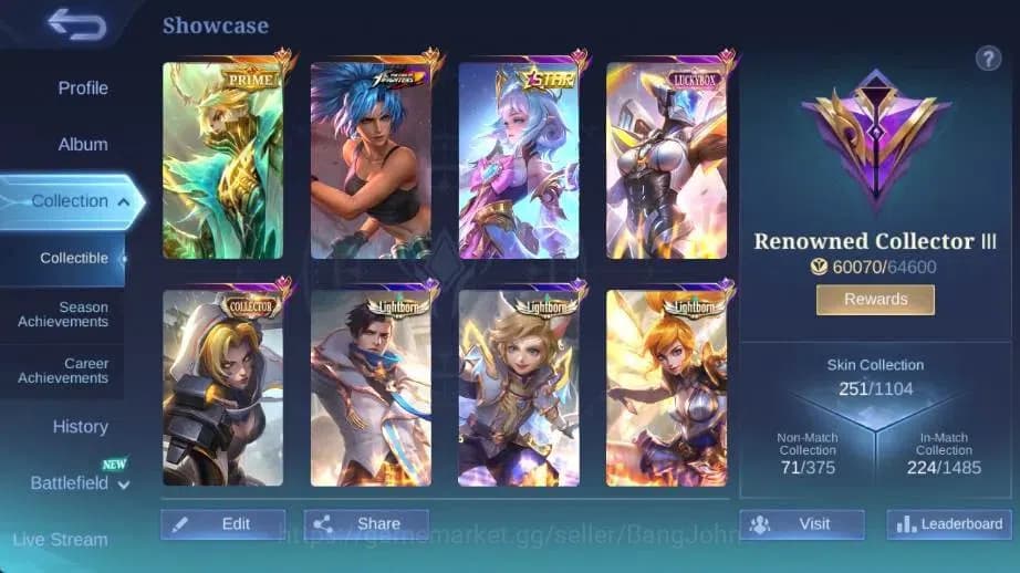 Mobile Legends: Bang Bang Accounts Global Hero 132 Skin 251|PRIME GR|LBox Irithel|ANN image 2