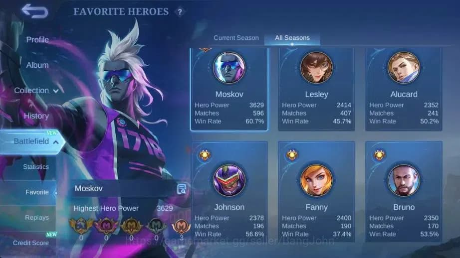 Mobile Legends: Bang Bang Accounts Global Hero 132 Skin 251|PRIME GR|LBox Irithel|ANN image 4