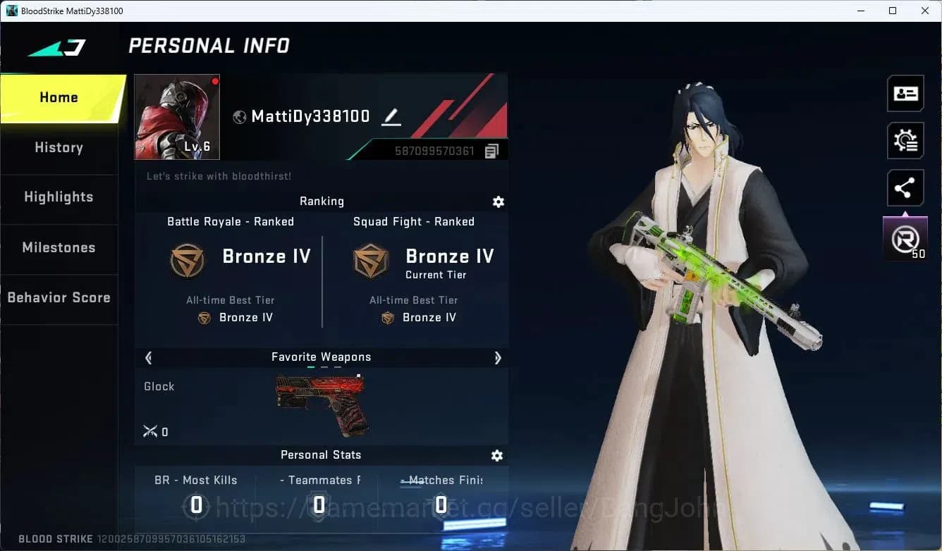 Blood Strike Accounts ASIA| BLEACH Byakuya Kuchiki Striker|7DS Oslo Play image 1