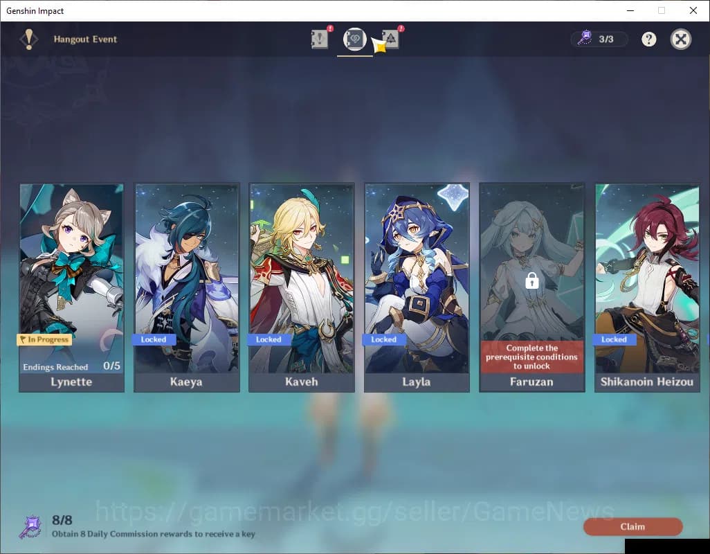 Genshin Impact Accounts ASIA|AR 56|9 Limited+3(*5Wep)|Columbina+Sign,Zibai image 4