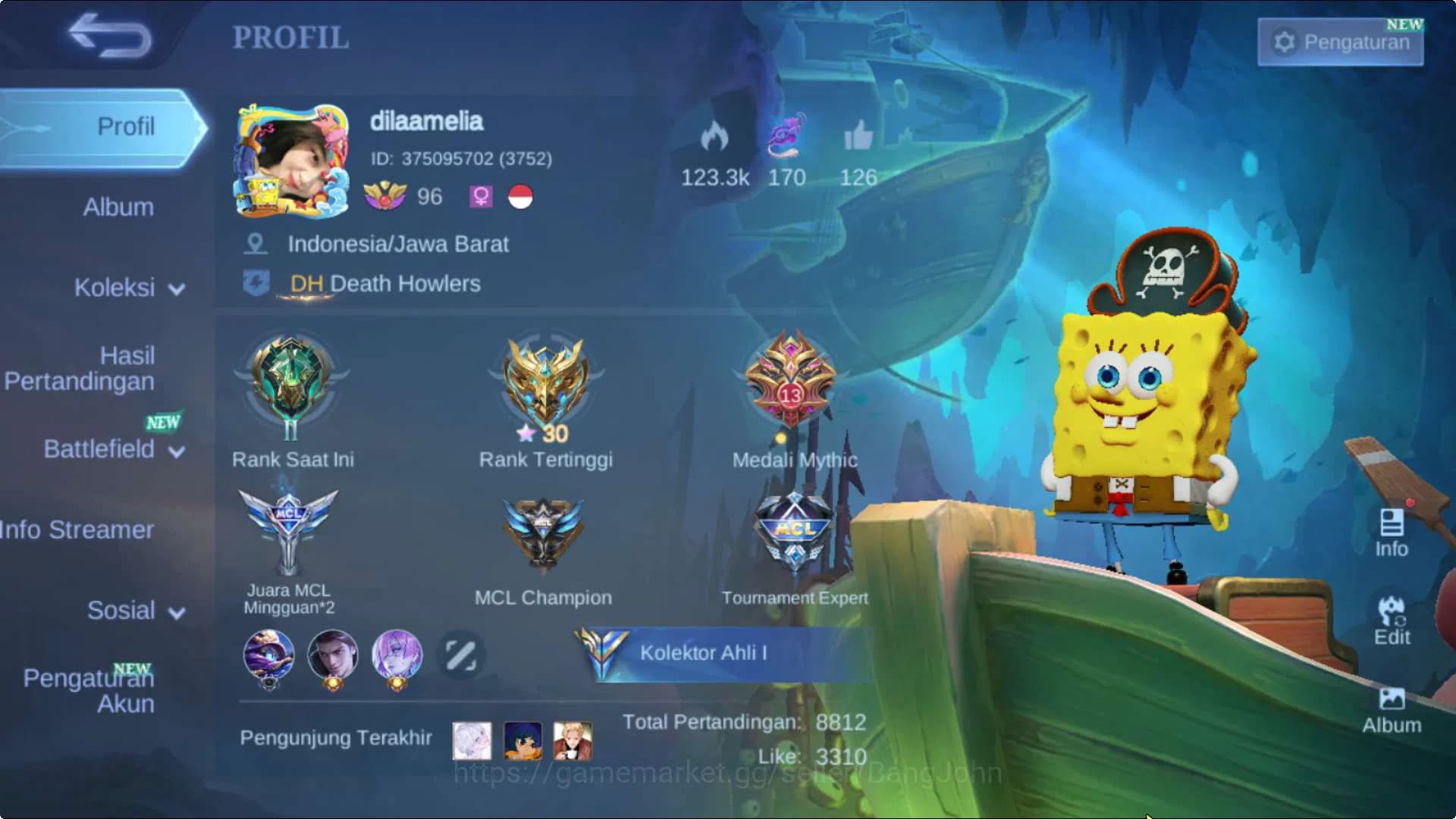 Mobile Legends: Bang Bang Accounts Hero 131 Skin 230 | EmblemMax | KOF Karina, CC Nat image 1