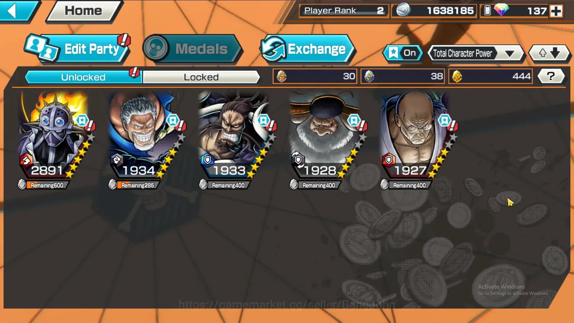 One Piece Bounty Rush Accounts GLOBAL|GF 444|4Ex|St Nusjuro,TS Kaido,MD Garp,MD T image 10