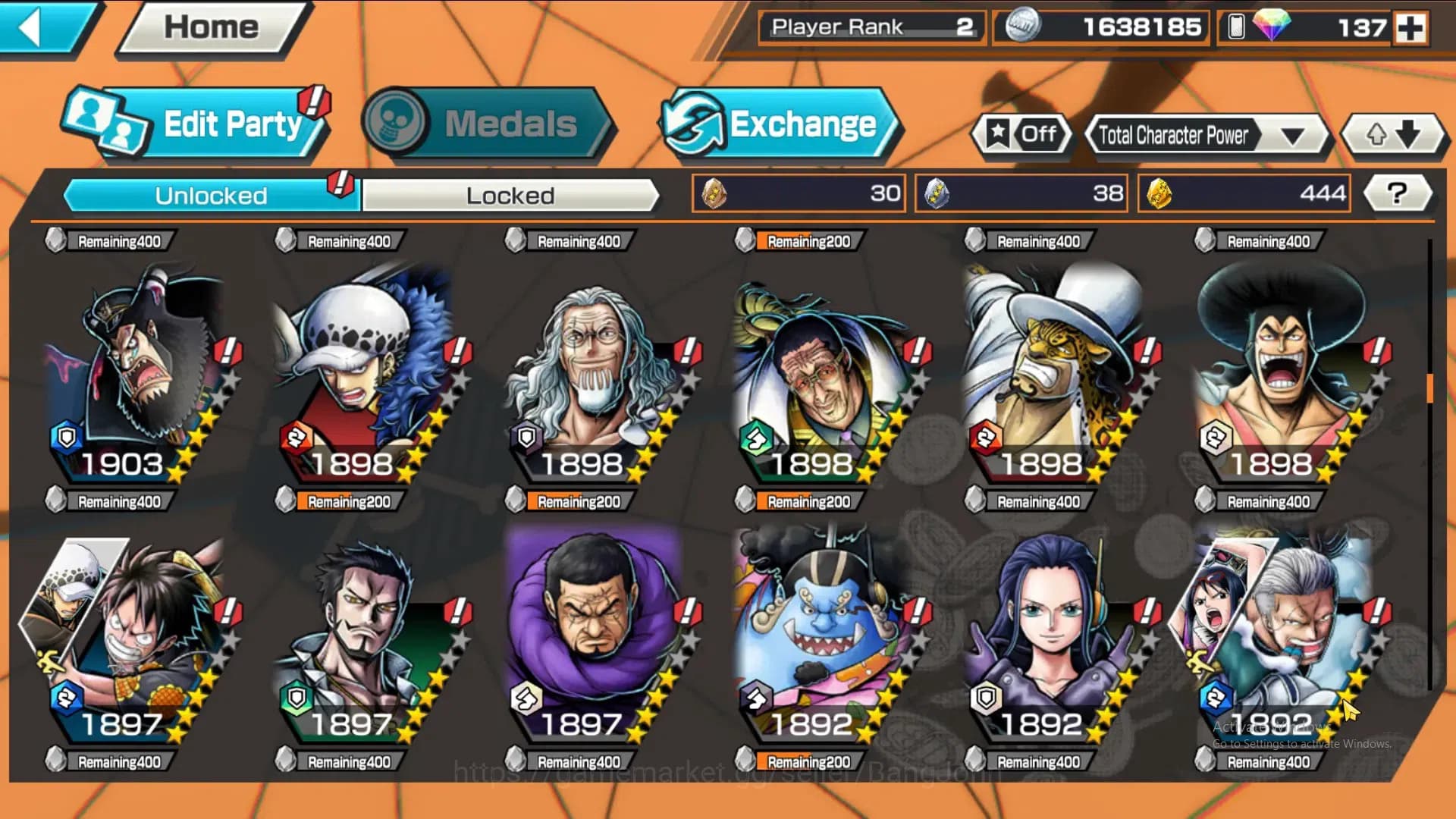 One Piece Bounty Rush Accounts GLOBAL|GF 444|4Ex|St Nusjuro,TS Kaido,MD Garp,MD T image 4