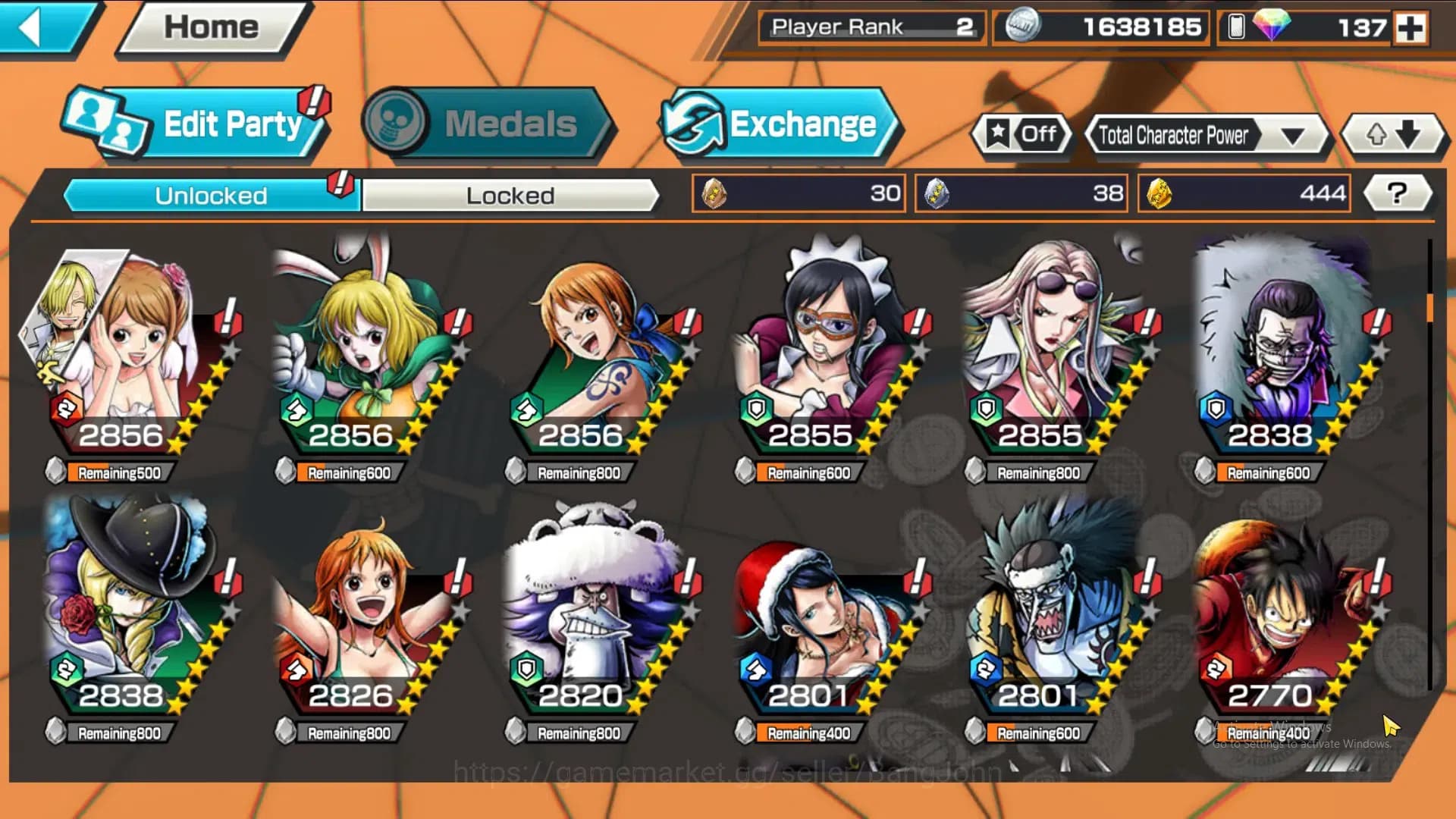 One Piece Bounty Rush Accounts GLOBAL|GF 444|4Ex|St Nusjuro,TS Kaido,MD Garp,MD T image 7