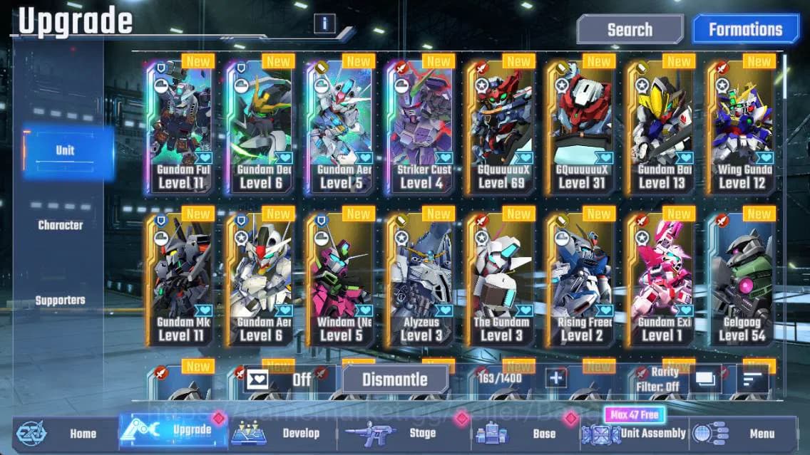 SD Gundam G Generation ETERNAL Accounts Global| rank 35, 183k DM, 4 UR unit, 4 Char, 1 Sup image 2