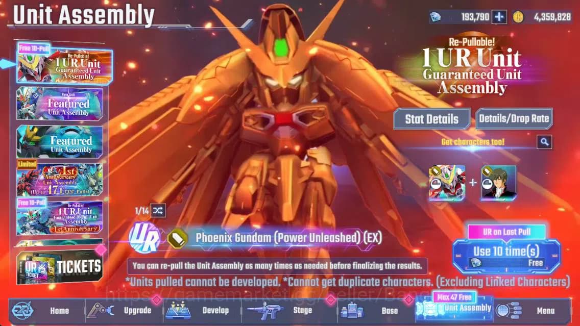 SD Gundam G Generation ETERNAL Accounts Global| rank 35, 183k DM, 4 UR unit, 4 Char, 1 Sup image 6