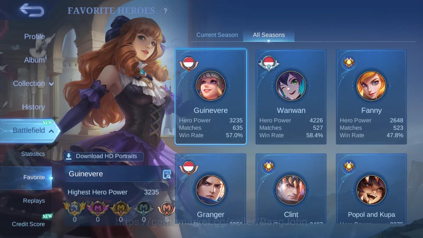 Mobile Legends: Bang Bang Accounts Hero 132 | Skin 276 | Special Recall | Star Angela image 3