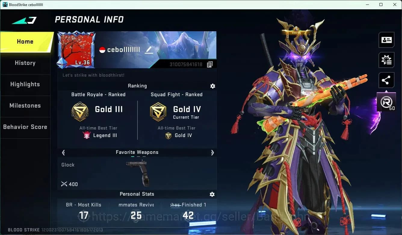 Blood Strike Accounts ASIA | ETERNAL ZERO-Odashadow | 8 EVA items | 1 TR image 1
