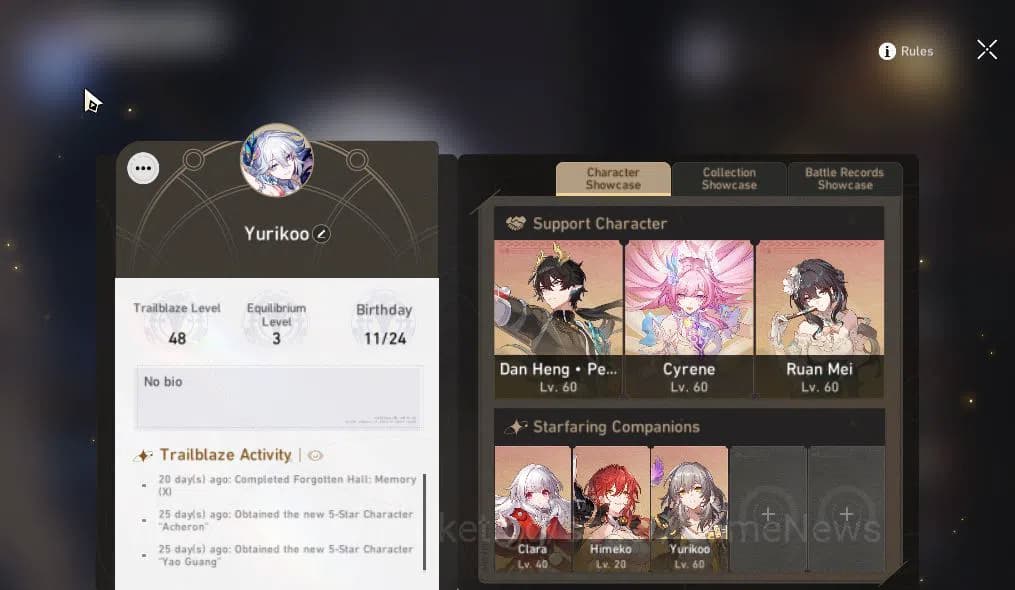 Honkai Star Rail Accounts Asia|TL 48|5 Limited| Yao Guang, Cyrene, Acheron, image 1