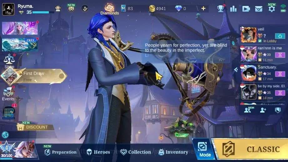 Mobile Legends: Bang Bang Accounts Hero 70|Skin 92|High Immo 100|Lb Harith,SpongB Cyc image 1