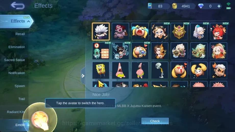 Mobile Legends: Bang Bang Accounts Hero 70|Skin 92|High Immo 100|Lb Harith,SpongB Cyc image 14