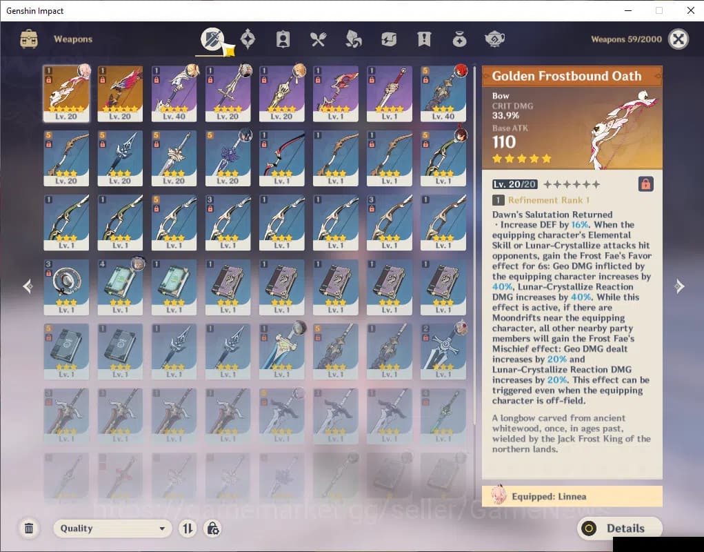 Genshin Impact Accounts ASIA|Starter|AR 25|1 Limited+2(*5Weapon)| LinneaC1 image 10