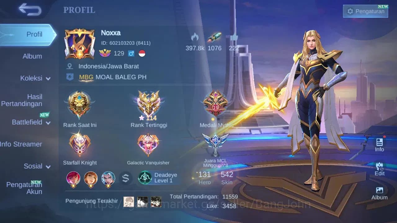 Mobile Legends: Bang Bang Accounts GLOBAL Hero 131 Skin 542 | Legend Granger Freya Fr image 16
