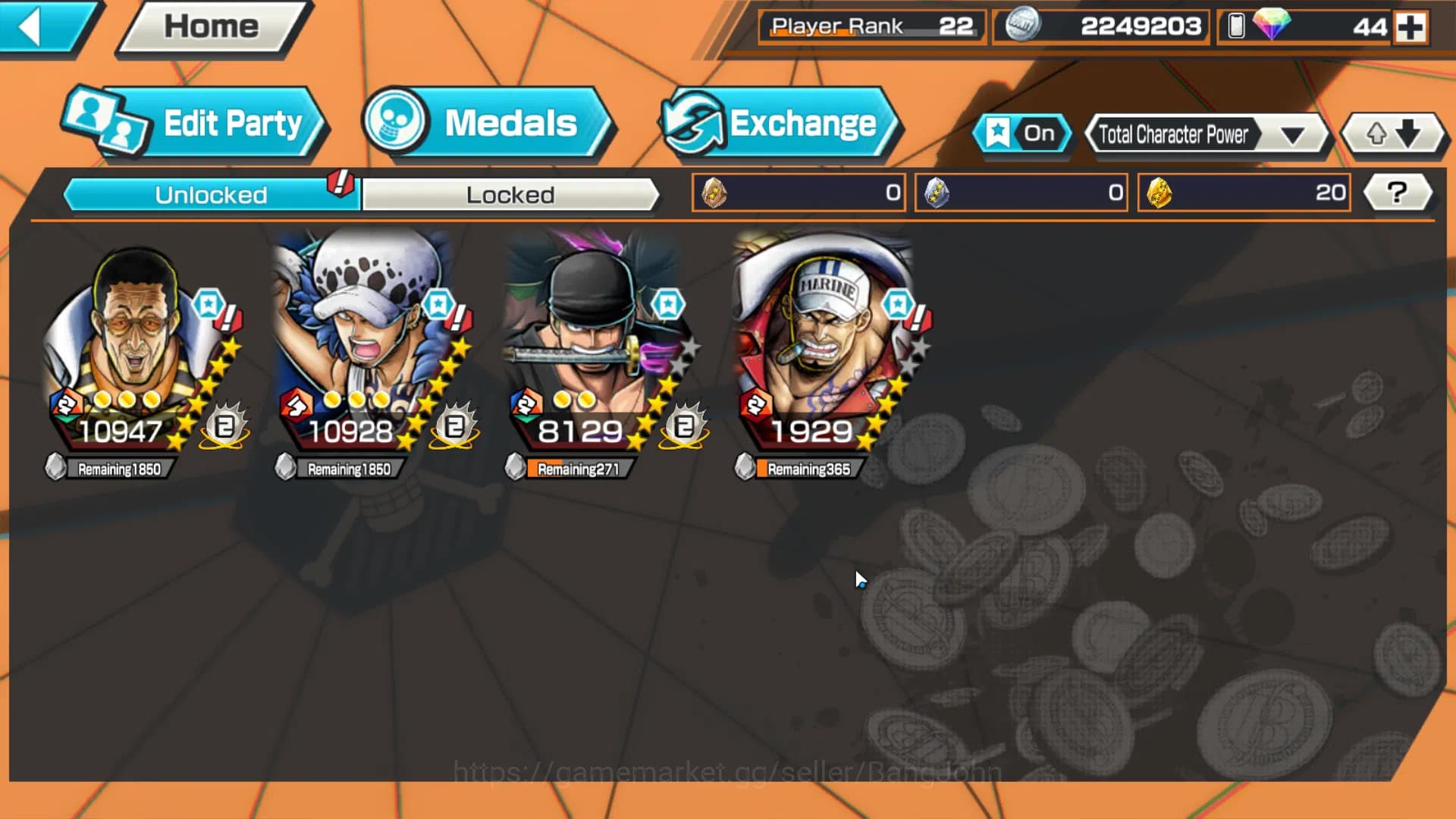 One Piece Bounty Rush Accounts Global | 4EX | 2MAX | Borsalino, TrafalgarLaw, Ror image 3