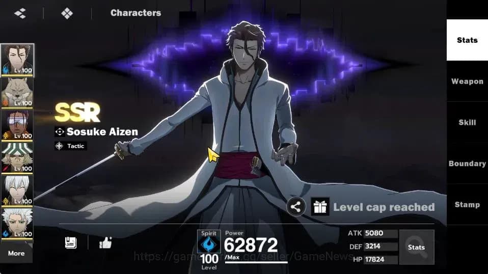 BLEACH: Soul Resonance Accounts NuverseSEA END LV75|9SSR [(AizenB6,TosenB4,SajinB2 image 3