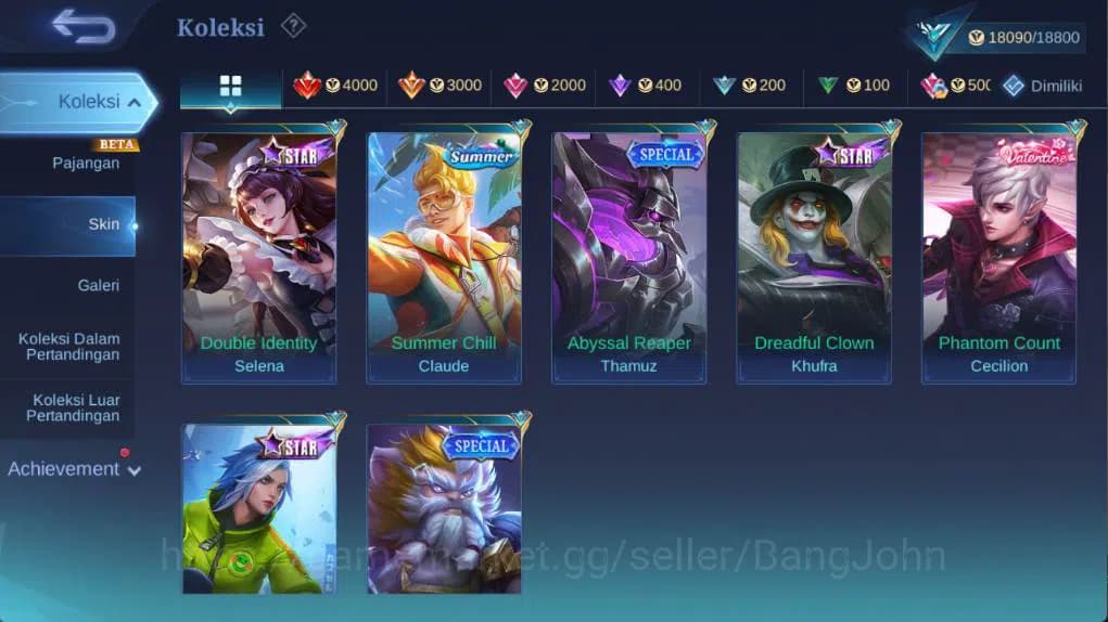 Mobile Legends: Bang Bang Accounts hero 77 skin 99 kof karina, stun chou, lightborn f image 6