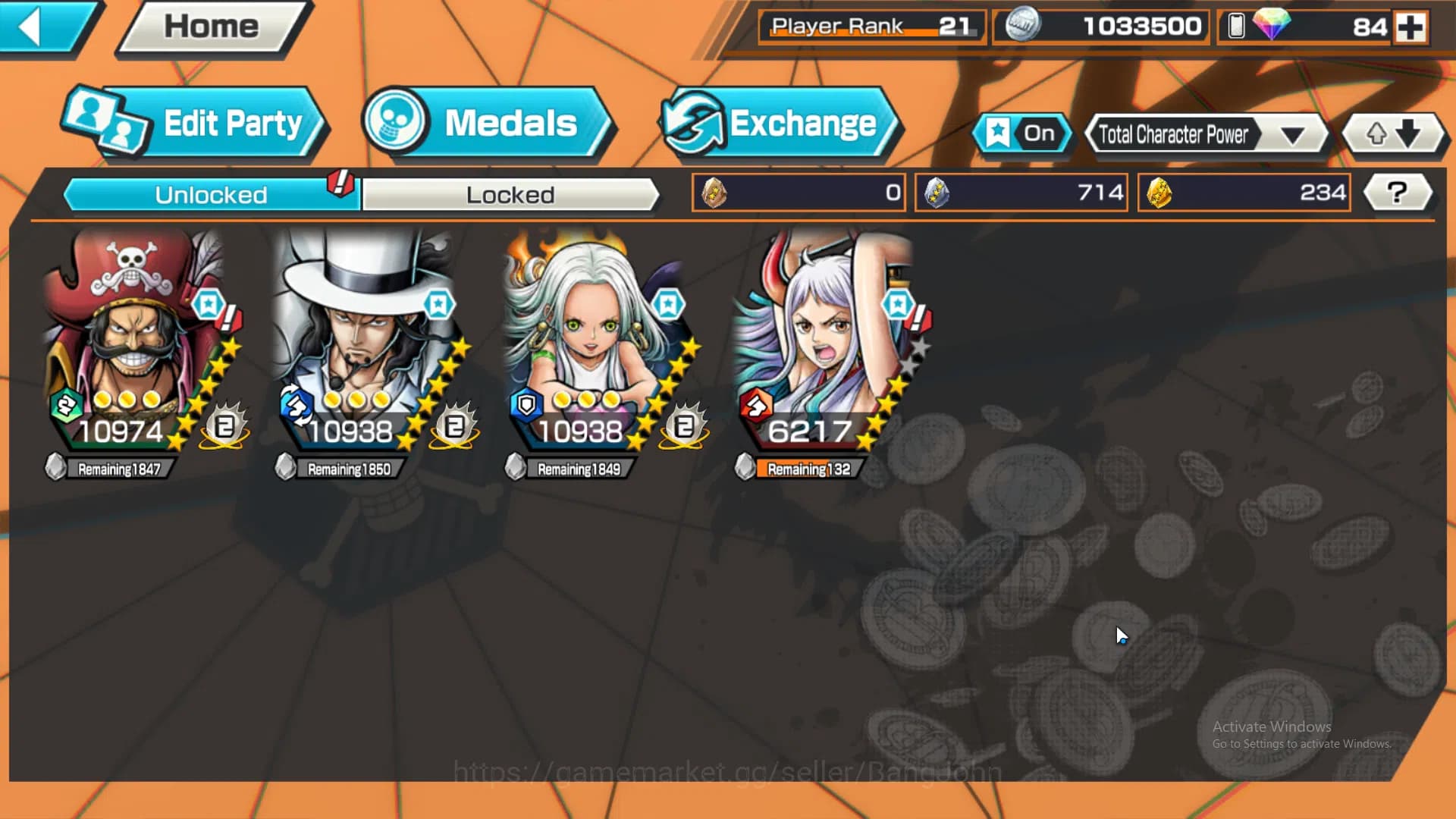 One Piece Bounty Rush Accounts Global | 4 EX | 3 MAX | Rank 21 | Gol D. Roger, Ro image 3