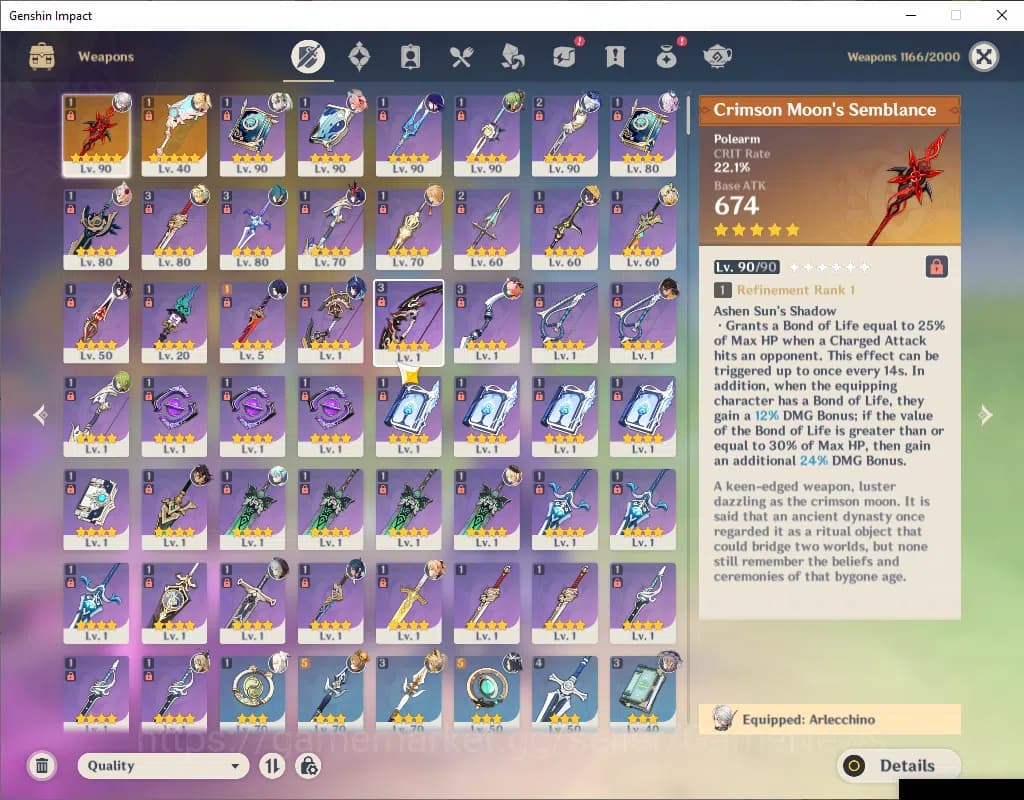 Genshin Impact Accounts ASIA|AR 57|7 Limited+2(*5Weapon)|Arlecchino+Sign,N image 12