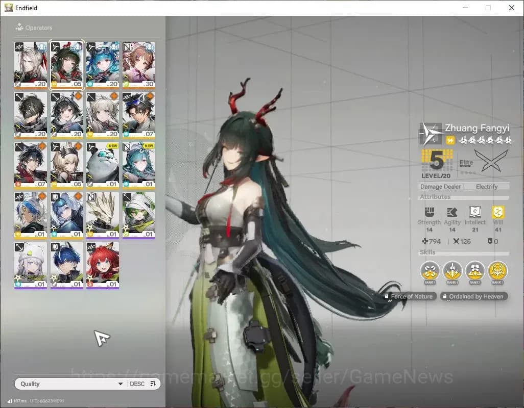 Arknights: Endfield Accounts NA/EU|Lv25|4 SSR(1Limited)+8(*6WEP)|[Zhuang Fangyi image 2