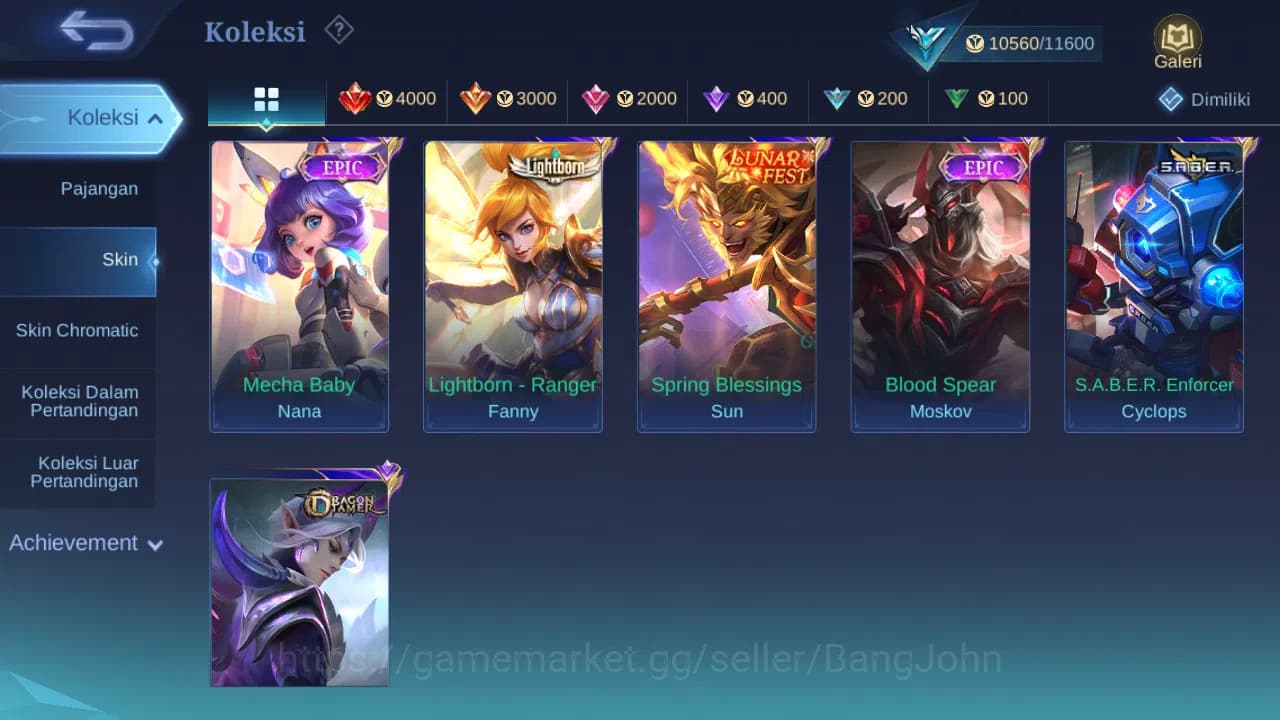 Mobile Legends: Bang Bang Accounts GLOBAL Hero 42 Skin 53 | Lunar Sun | Epic Moskov | image 1