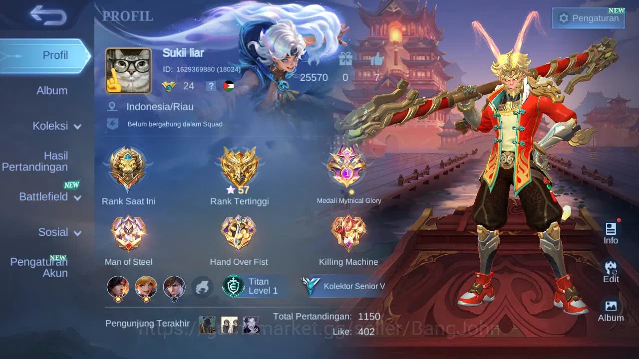 Mobile Legends: Bang Bang Accounts GLOBAL Hero 42 Skin 53 | Lunar Sun | Epic Moskov | image 10